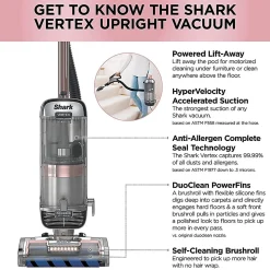 Shark Vertex DuoClean Engage Upright Vacuum With Powered Lift-Away And Self-Cleaning Brush Roll, Silver
