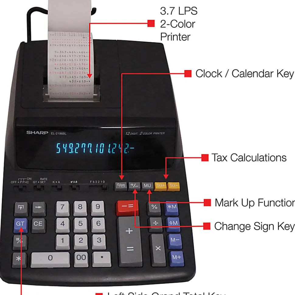Sharp® EL-2196BL Printing Calculator, Black