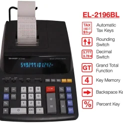 Sharp® EL-2196BL Printing Calculator, Black
