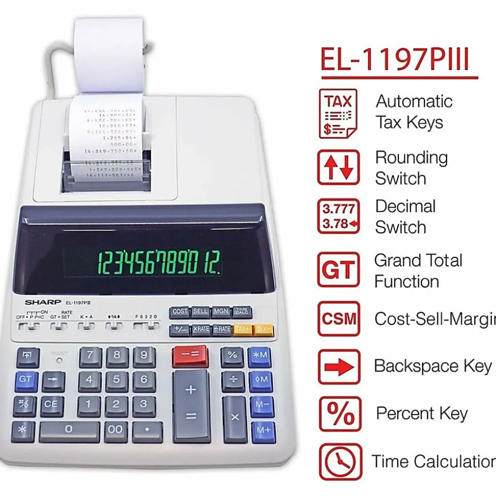 Sharp® EL-1197PIII Desktop Printing Calculator