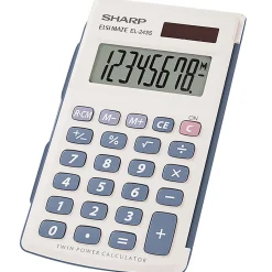 Sharp® EL-243SB 8-Digit Pocket Calculator, Gray/Blue