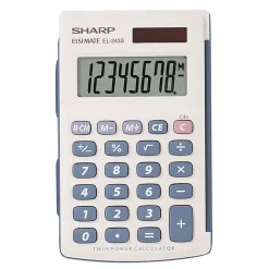 Sharp® EL-243SB 8-Digit Pocket Calculator, Gray/Blue
