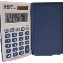 Sharp® EL-243SB 8-Digit Pocket Calculator, Gray/Blue