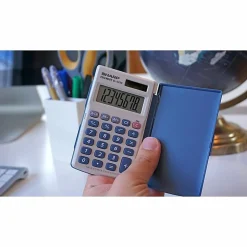 Sharp® EL-243SB 8-Digit Pocket Calculator, Gray/Blue