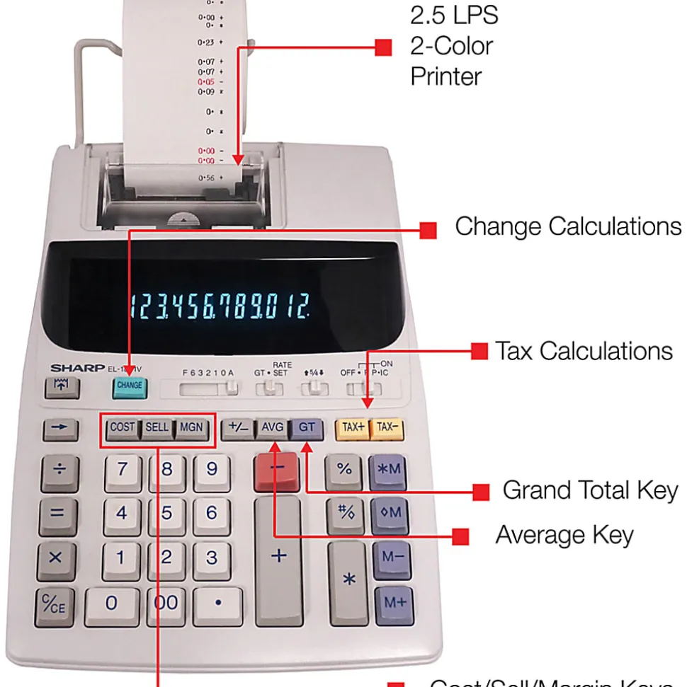 Sharp® EL-1801V 12-Digit Printing Calculator