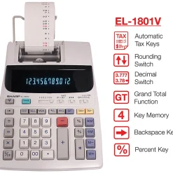 Sharp® EL-1801V 12-Digit Printing Calculator