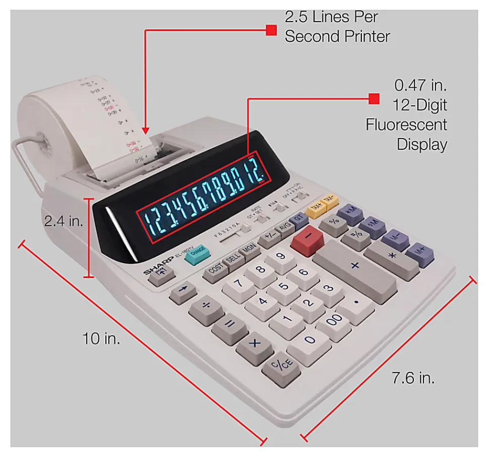 Sharp® EL-1801V 12-Digit Printing Calculator