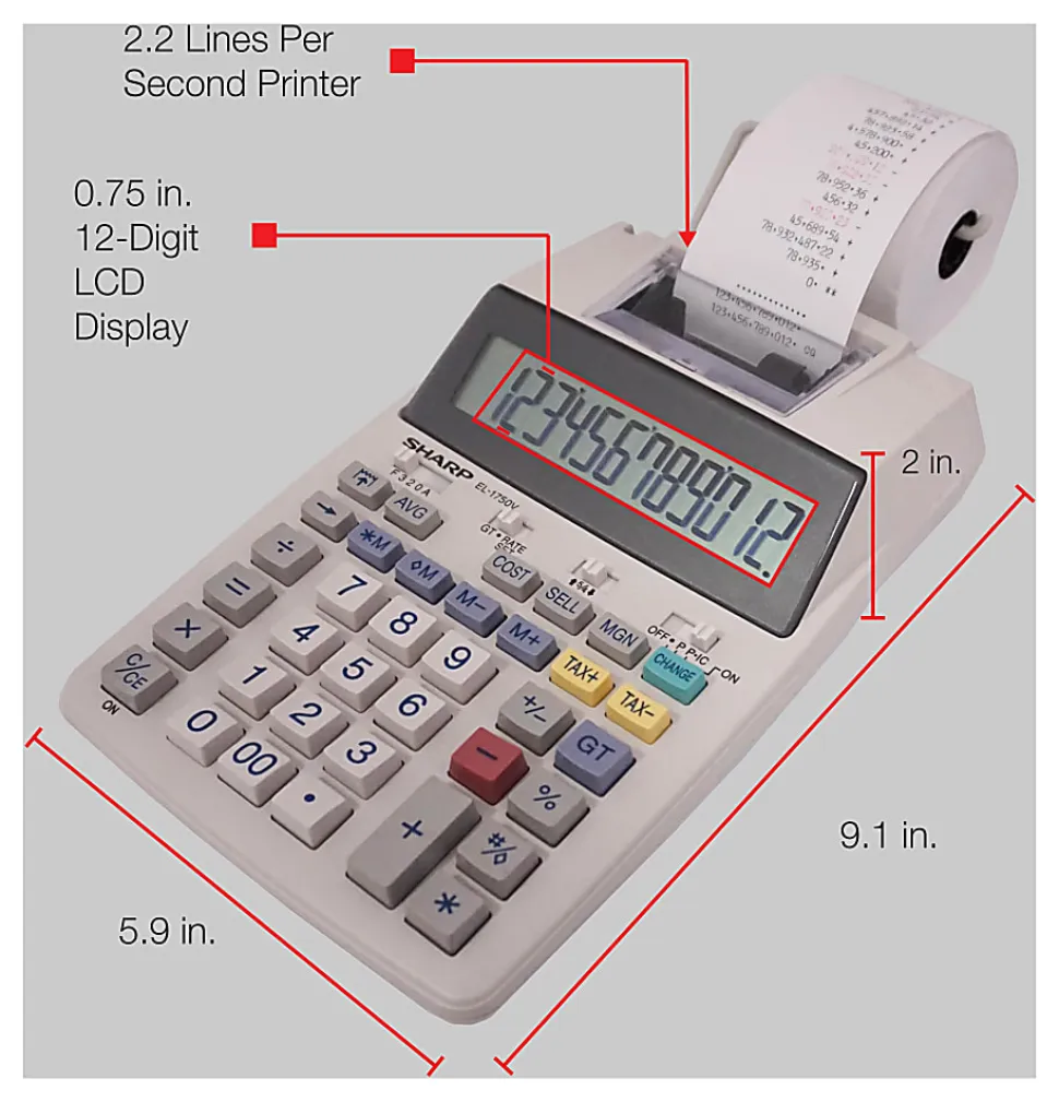 Sharp® EL-1750V Printing Calculator