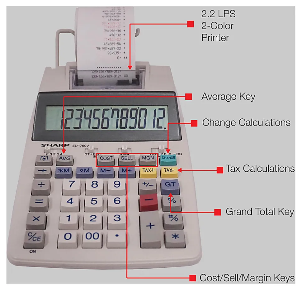 Sharp® EL-1750V Printing Calculator
