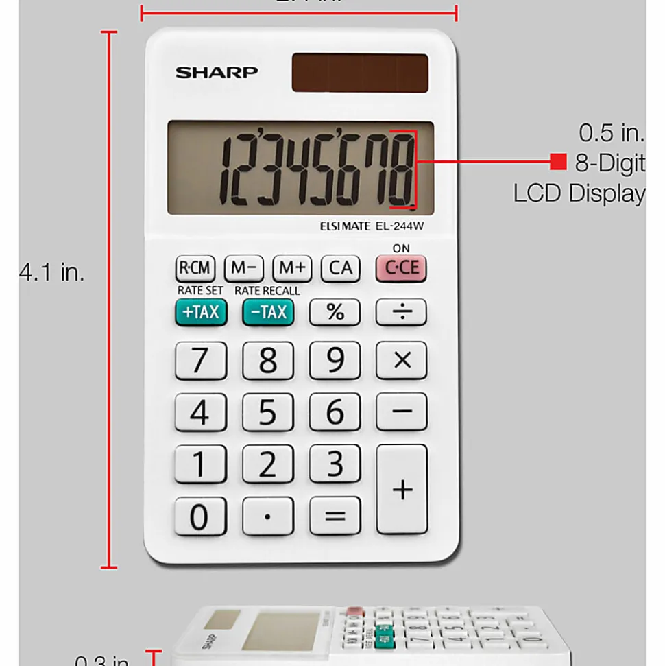 Sharp® EL-244WB 8-digit Professional Pocket Calculator