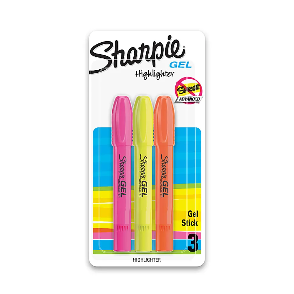 Sharpie® Accent® Gel Highlighters, Assorted Ink Colors, Pack Of 3