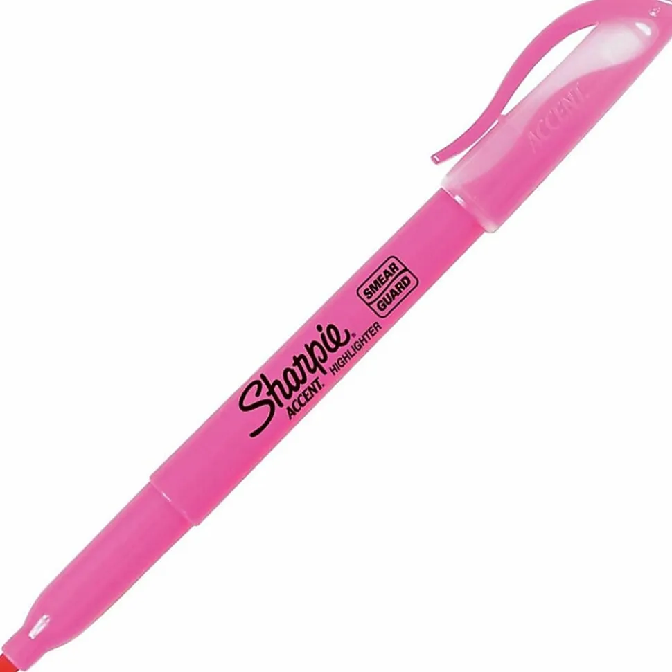 Sharpie® Accent® Pocket Highlighters, Fluorescent Pink, Box Of 12