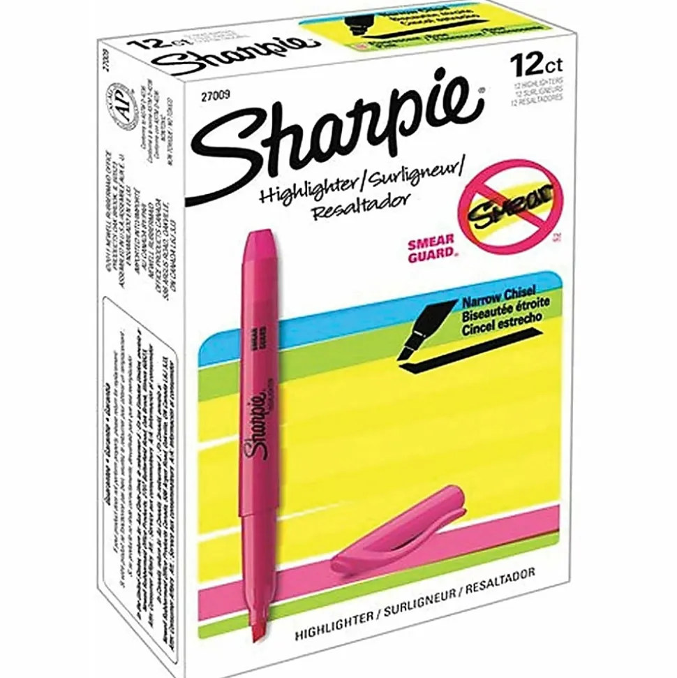 Sharpie® Accent® Pocket Highlighters, Fluorescent Pink, Box Of 12