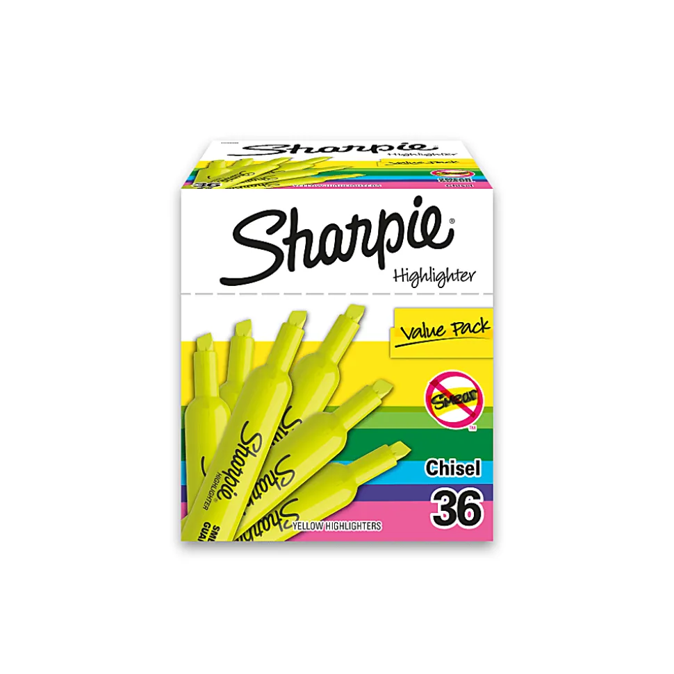 Sharpie® Accent® Tank Highlighters, Fluorescent Yellow, Pack Of 36