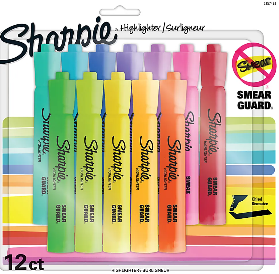 Sharpie® Accent® Tank-Style Highlighters, Chisel Tip, Assorted Colors, Pack Of 12