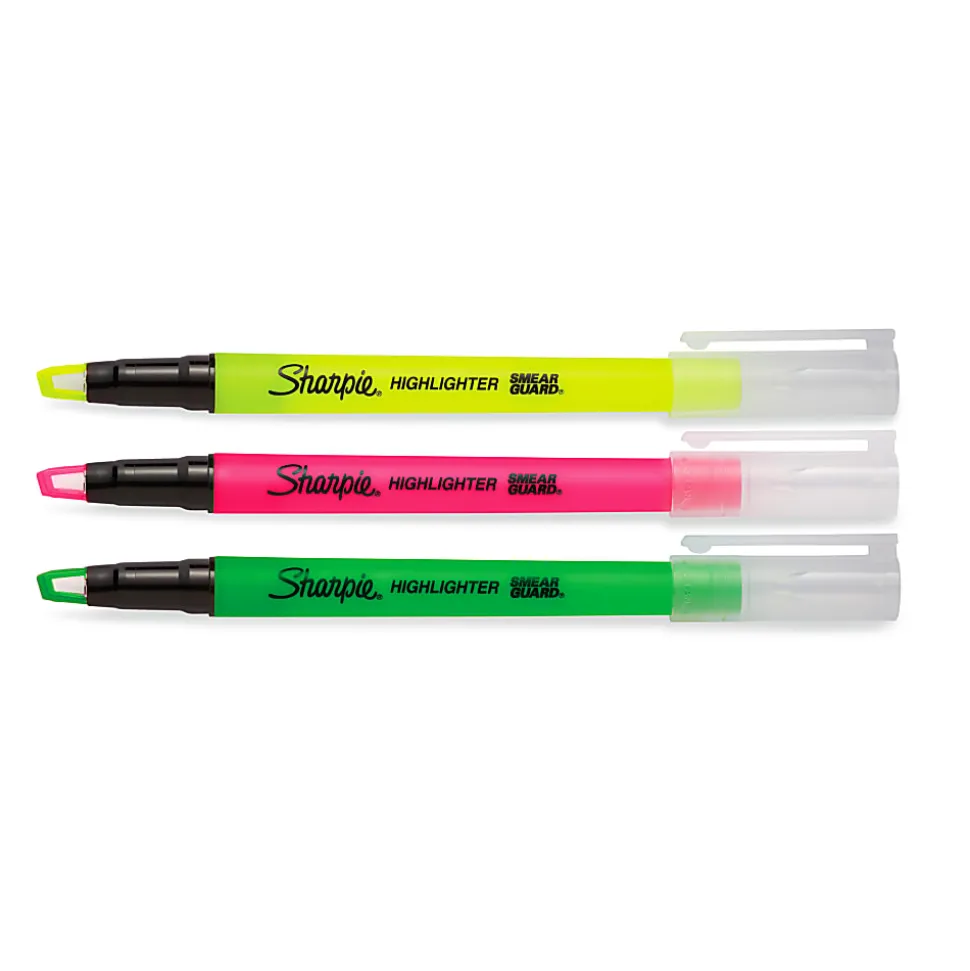 Sharpie® Clear View® Highlighter Stick, Chisel Point, Assorted Colors, Pack Of 3