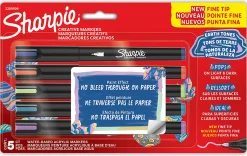 Sharpie Creative Markers, Earth Tones, Water-Based Acrylic Paint Markers, Fine Tip, 5 Count