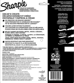 Sharpie Creative Markers, Earth Tones, Water-Based Acrylic Paint Markers, Fine Tip, 12 Count
