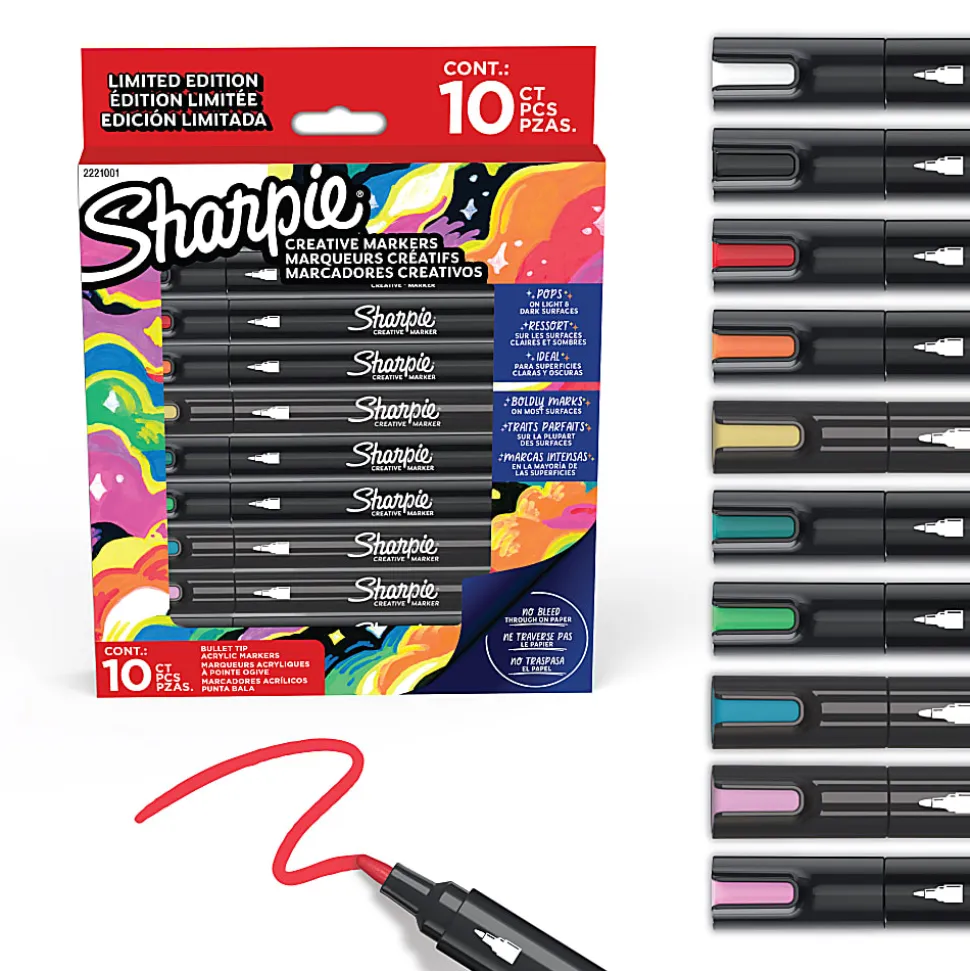 Sharpie Creative Marker, Water-Based Acrylic Marker, Bullet Tip 10ct Holiday Set