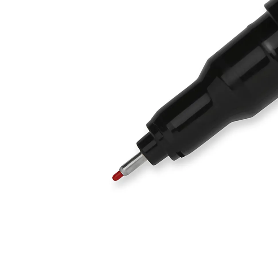 Sharpie® Fine-Point Pens, Fine Point, Black Barrels, Red Ink, Pack Of 12