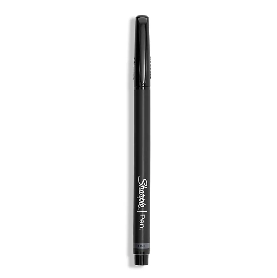 Sharpie® Fine-Point Pens, Fine Point, 0.4 mm, Black Barrels, Assorted Ink Colors, Pack Of 4