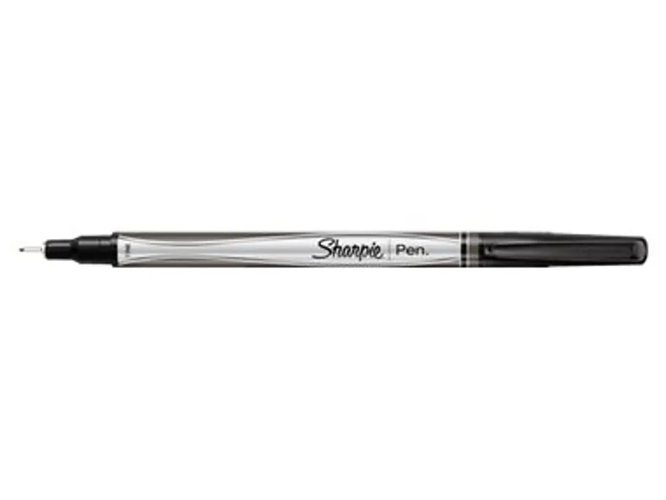 Sharpie® Fine-Point Pens, Fine Point, 0.4 mm, Black Barrels, Assorted Ink Colors, Pack Of 4
