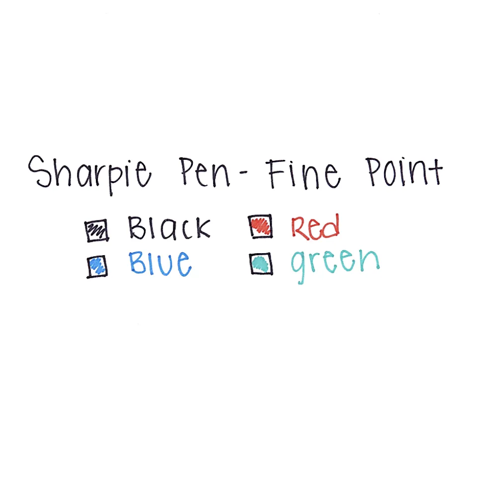 Sharpie® Fine-Point Pens, Fine Point, 0.4 mm, Black Barrels, Assorted Ink Colors, Pack Of 4