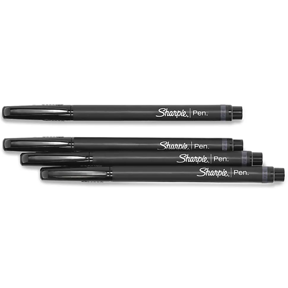 Sharpie® Fine-Point Pens, Fine Point, Black Barrels, Black Ink, Pack Of 12