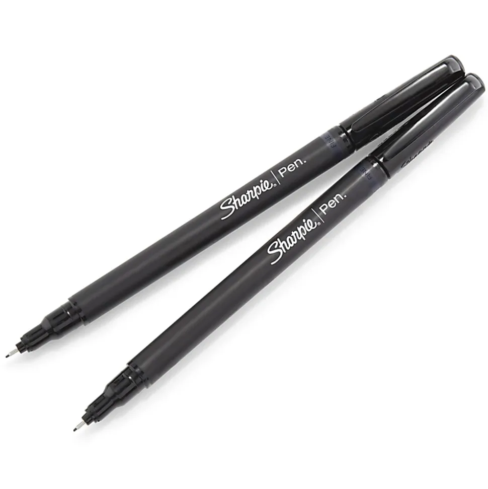 Sharpie® Fine-Point Pens, Fine Point, Black Barrels, Black Ink, Pack Of 12