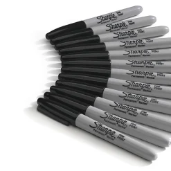 Sharpie® Fine Point Permanent Markers, Gray Barrel, Black Ink, Pack Of 12