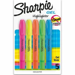 Sharpie® Gel Highlighters, Bullet Tip, Assorted Colors, 5 Count