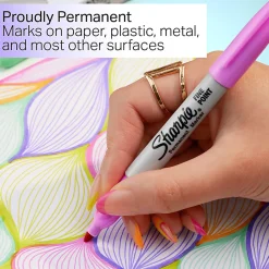 Sharpie® Glam Pop Permanent Markers, Fine Point, Gray Barrels, Assorted Ink Colors, Pack Of 5 Markers