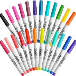 Sharpie® Glam Pop Permanent Markers, Ultra-Fine Point, Assorted Colors, Pack Of 24 Markers