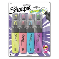 Sharpie Highlighter, Clear View Highlighter with See-Through Chisel Tip, Tank Highlighter, Assorted, 8 Count