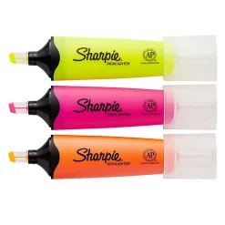 Sharpie Highlighter, Clear View Highlighter with See-Through Chisel Tip, Tank Highlighter, Assorted, 3 Count