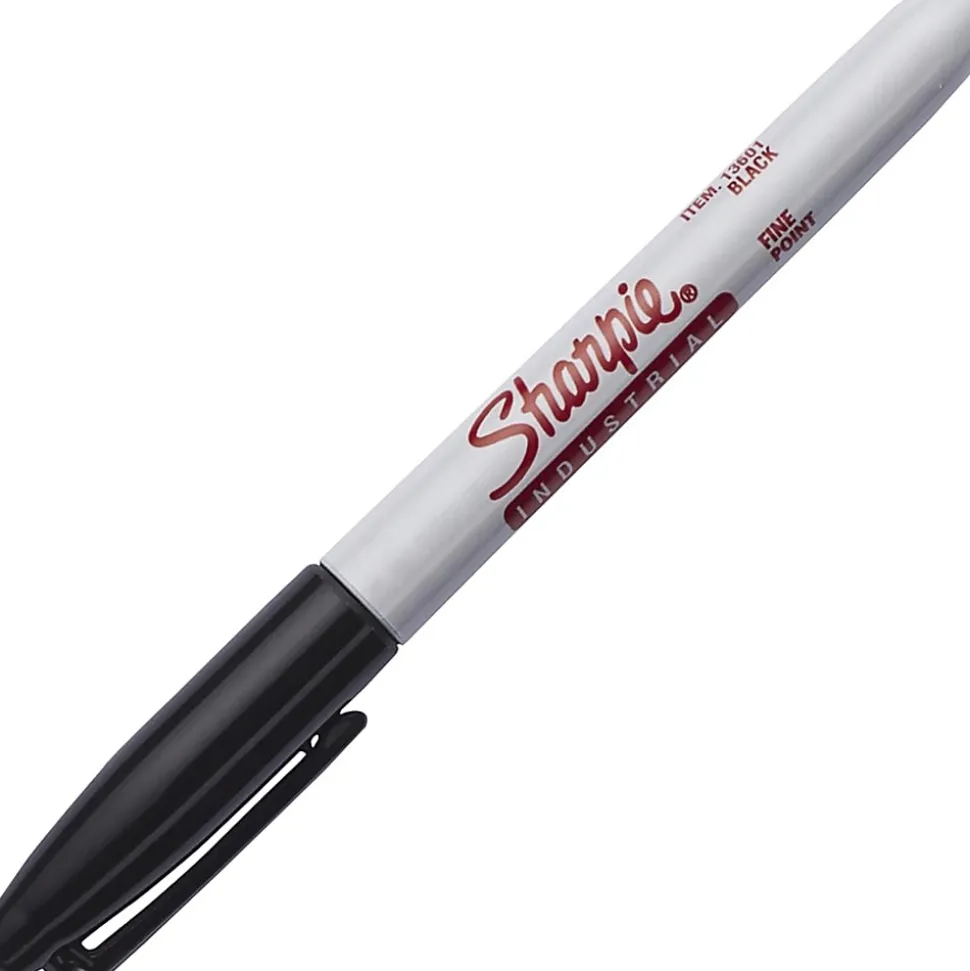Sharpie® Industrial Permanent Markers, Fine Point, Black, Pack Of 12