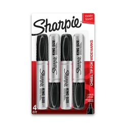 Sharpie® King-Size™ Permanent Markers, Black, Pack Of 4