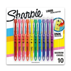 Sharpie® Liquid Highlighter, Chisel Tip Highlighters, Assorted Colors, 10 Count