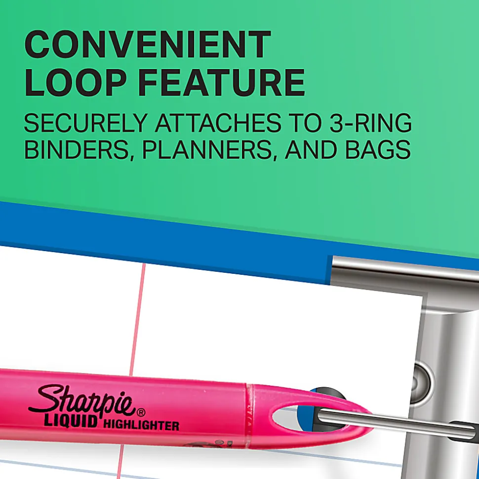 Sharpie® Liquid Highlighters, Chisel Tip, Fluorescent Pink, Box of 12