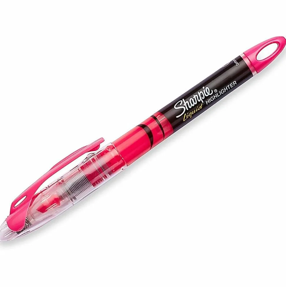 Sharpie® Liquid Highlighters, Chisel Tip, Fluorescent Pink, Box of 12