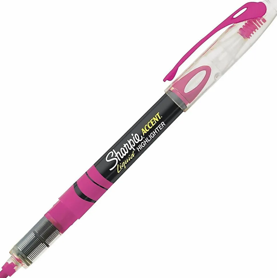 Sharpie® Liquid Highlighters, Chisel Tip, Fluorescent Pink, Box of 12