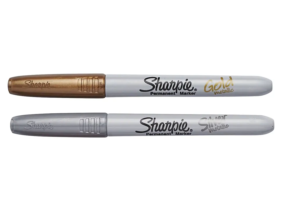 Sharpie Metallic Fine Point Permanent Marker - Gold, Silver Ink - Alcohol Based - 2 / Set