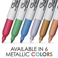 Sharpie® Metallic Permanent Markers, Fine Point, Silver, 12 Count
