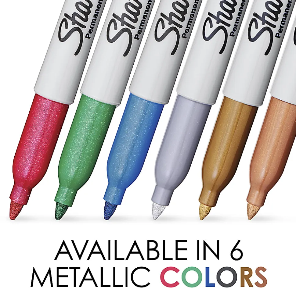 Sharpie® Metallic Permanent Markers, Fine Point, Silver, 12 Count