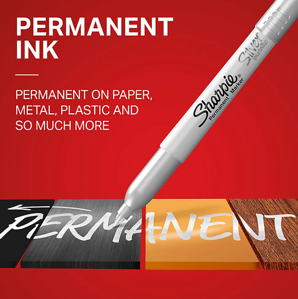 Sharpie® Metallic Permanent Markers, Fine Point, Gold Ink, Pack Of 12