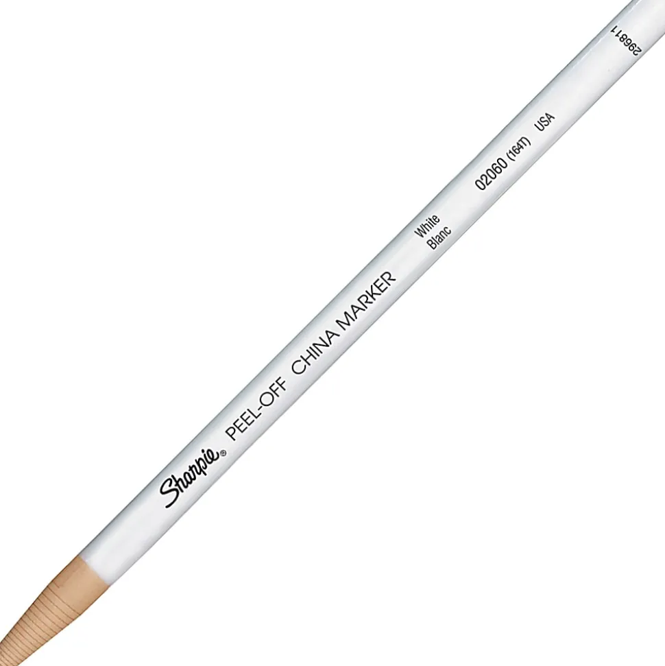Sharpie® Peel-Off™ China Markers, White, Pack Of 12