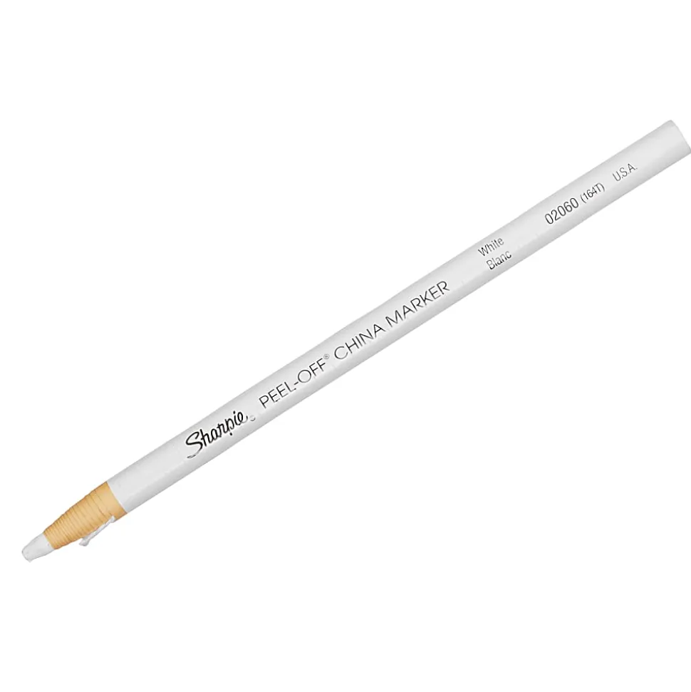Sharpie® Peel-Off™ China Markers, White, Pack Of 12