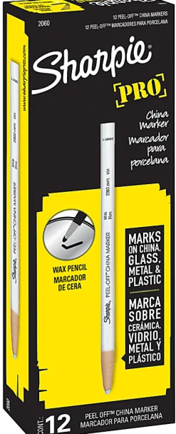 Sharpie® Peel-Off™ China Markers, White, Pack Of 12