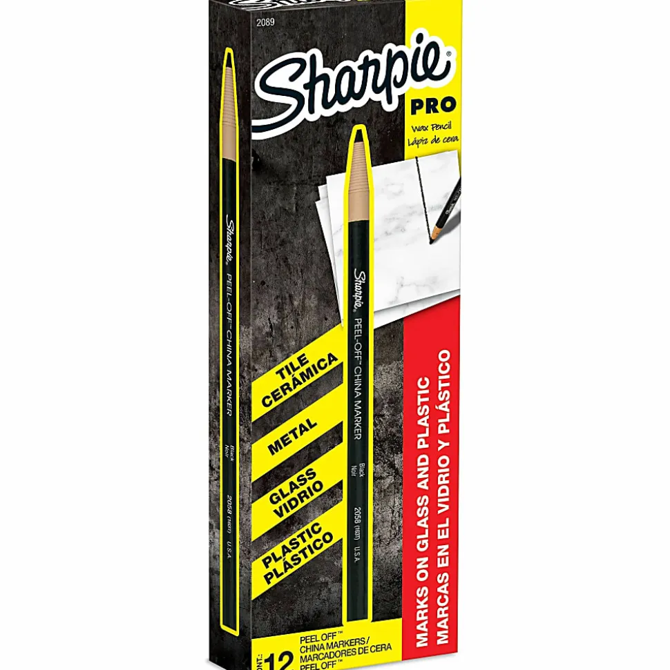Sharpie® Peel-Off™ China Markers, Black, Box Of 12