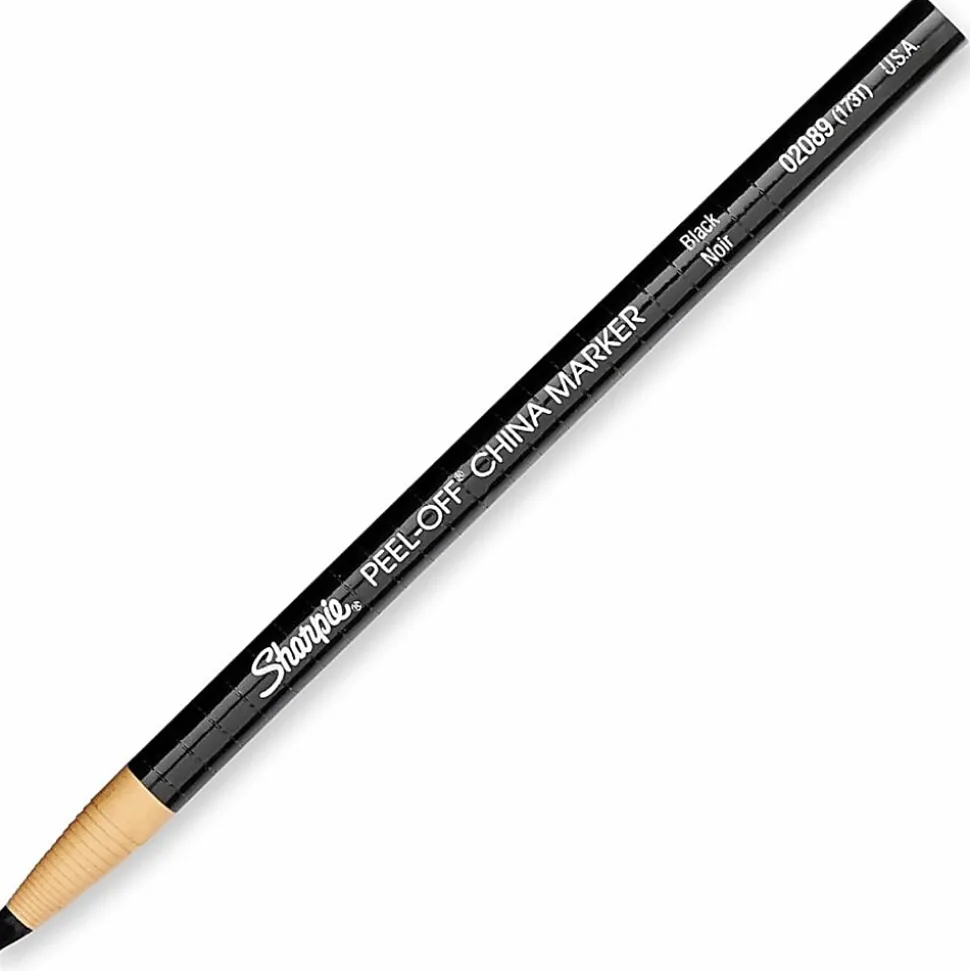 Sharpie® Peel-Off™ China Markers, Black, Box Of 12